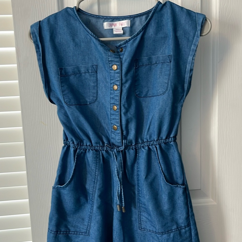 Girls size 10 light denim jumpsuit, one piece